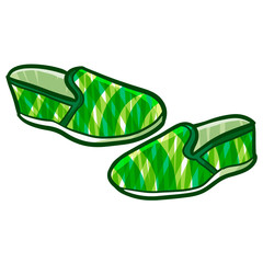 Funny and cool green pattern shoes with casual style - vector.