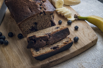 Slices of Banana and Blueberry Bread