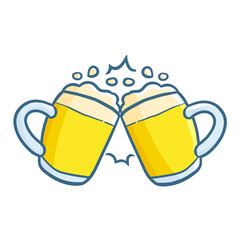 Funny two glass of beer get toast for celebrating - vector.