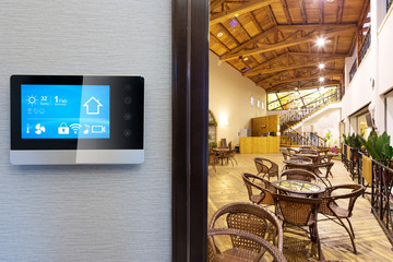 smart screen with smart home with modern coffee bar