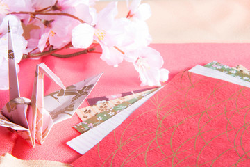 鶴　折り紙　桜