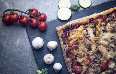 Vegetable Pizza with Surrounding Ingredients