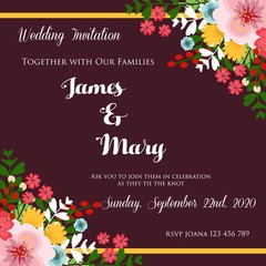 Fototapeta premium purple invitation with flower