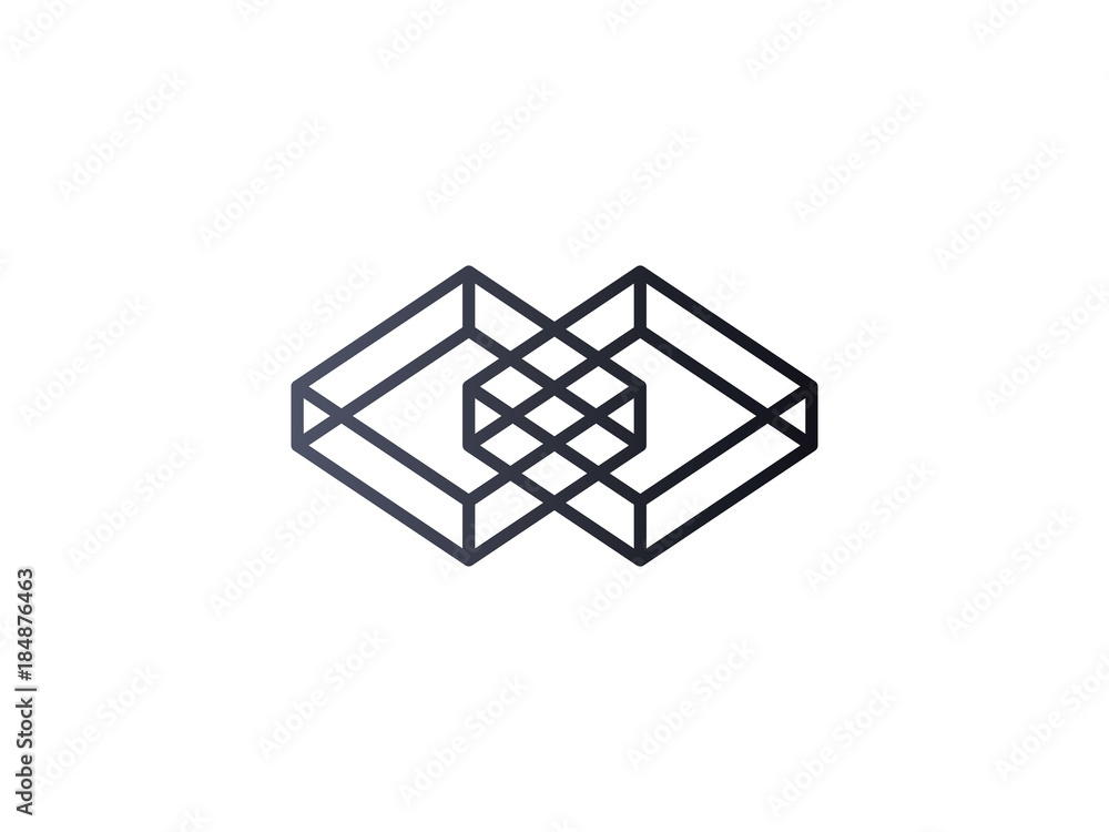 Poster abstract box cube logo icon template. blockchain and technology thing concept symbol.