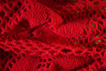 Red knitted shawl