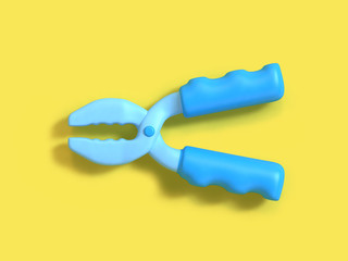 blue cartoon pliers technician industry concept 3d rendering