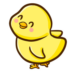 Cute and funny yellow chick smiling - vector.