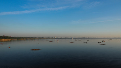 Path of Life of fisherman at river side in Mandalay, Myanmar with wonderful sun light at morning.