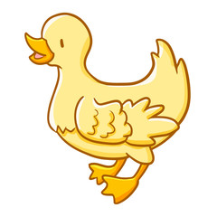 Cute and funny little duck smiling happily - vector.