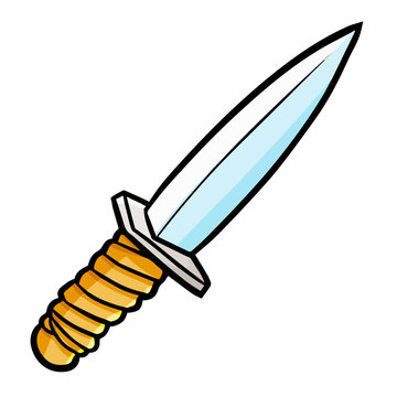 Funny and vintage dagger in cartoon style - vector.