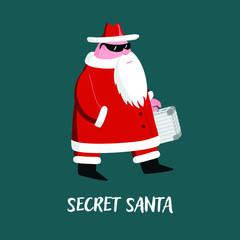 Secret Santa with case in hand