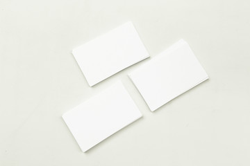 Photo of business cards stack. Template for branding identity