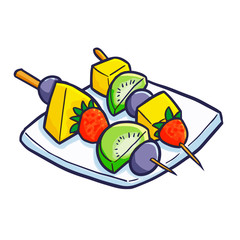 Cool and yummy sate fruit for barbeque - vector.