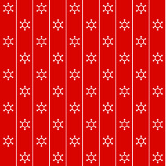 Red christmas wrapping paper seamless pattern. White snowflakes on the red background