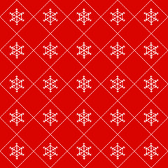 Red christmas wrapping paper seamless pattern. White snowflakes on the red background