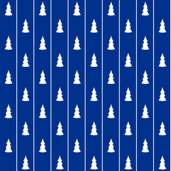 Blue christmas wrapping paper seamless pattern. White firs on the blue background
