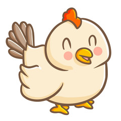 Funny and cute light brown hen smiling happily - vector.