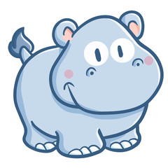 Cute and fanny hippopotamus smiling happily - vector.