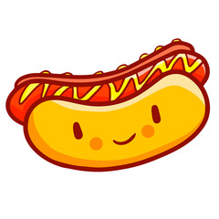 Funny and cute hot dog smiling - vector.