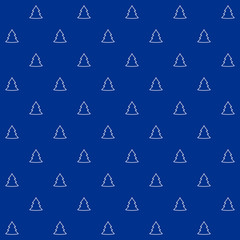 Blue christmas wrapping paper seamless pattern. White firs on the blue background
