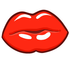 Cute and funny sexy red woman lip closed - vector.