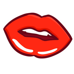 Cute and funny sexy red woman lip opened - vector.