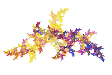 Abstract blue, purple and orange leaves. Fantasy colorful fractal texture. 3D rendering.