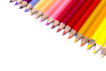 Colorful Pencils Close Up Facing Down from Top Right Corner