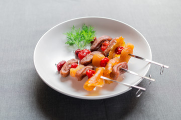 Three stainless steel skewer