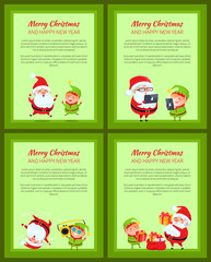 Obraz premium Set of Four Banners with Santa Claus and Elf