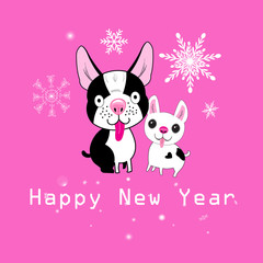 Obraz na płótnie Canvas New Year card funny dogs
