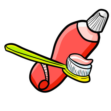 Cool and funny toothpaste and toothbrush - vector.