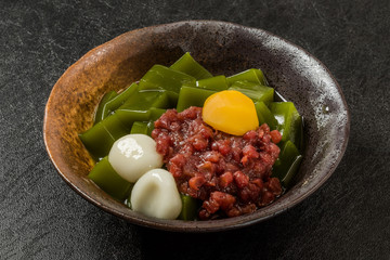 抹茶ゼリー　和風スイーツ　Green tea agar jelly Japanese sweet