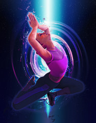 Fototapeta na wymiar Beautiful girl doing yoga 3d illustration
