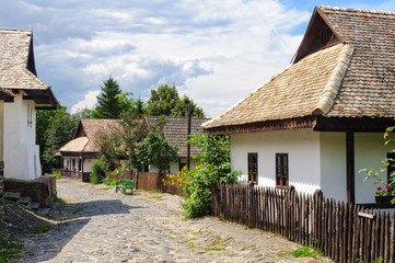 Fototapeta na wymiar Petofi Sandor Street in Holloko, a UNESCO World Heritage village of Hungary