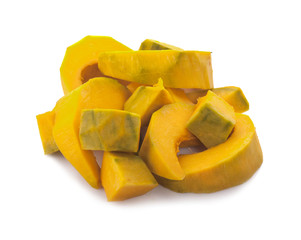 sliced pumpkin chunks isolated