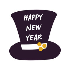 Happy New Year Cylinder Hat Vector Illustration