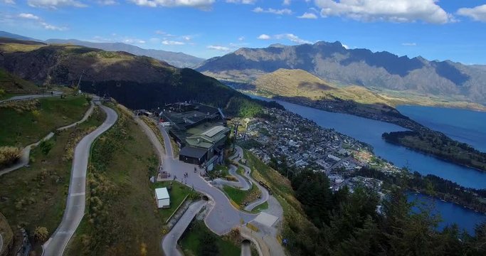 NEW ZEALAND &ndash; MARCH 2016 : Aerial shot over Queenstown on a beautiful day with amazing landscape in view