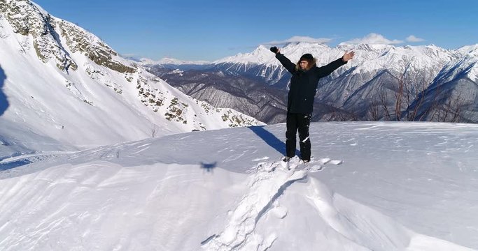 The Guy At Top Of The Mountain Rejoices And Smiles