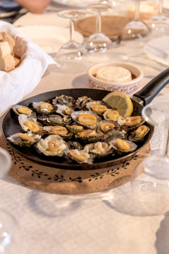 Azorean limpets served in a restaurant in Mosteiros on the island of Sao Miguel in the Azores, Portugal