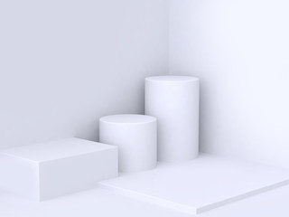 cylinder abstract white scene wall corner 3d rendering