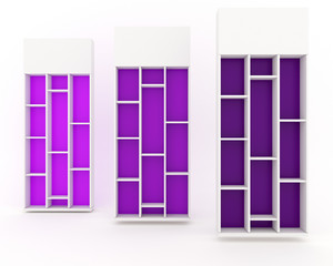 Shelf cabinet design with violet color backing