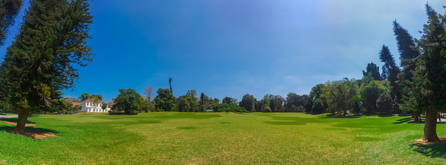 Kandy, Sri Lanka - 5 February 2017: Panoramic view of Royal Botanical King Gardens, Peradeniya, Sri Lanka