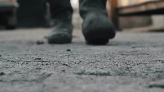 old muddy boots closeup