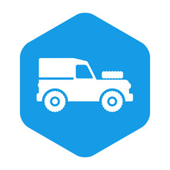 Icono plano Land Rover en hexagono azul