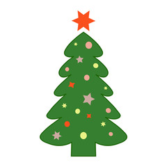 Colorful decorative Christmas tree with a star on top on a white background - Eps10 vector graphics and illustration