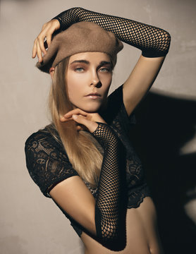 Blonde Girl in a Basque beret