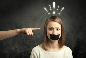 Hand pointing at employee