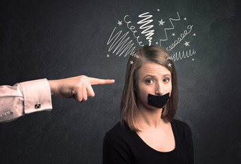 Boss pointing at employee