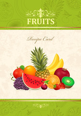 vintage banner with fresh fruits and berries for your design